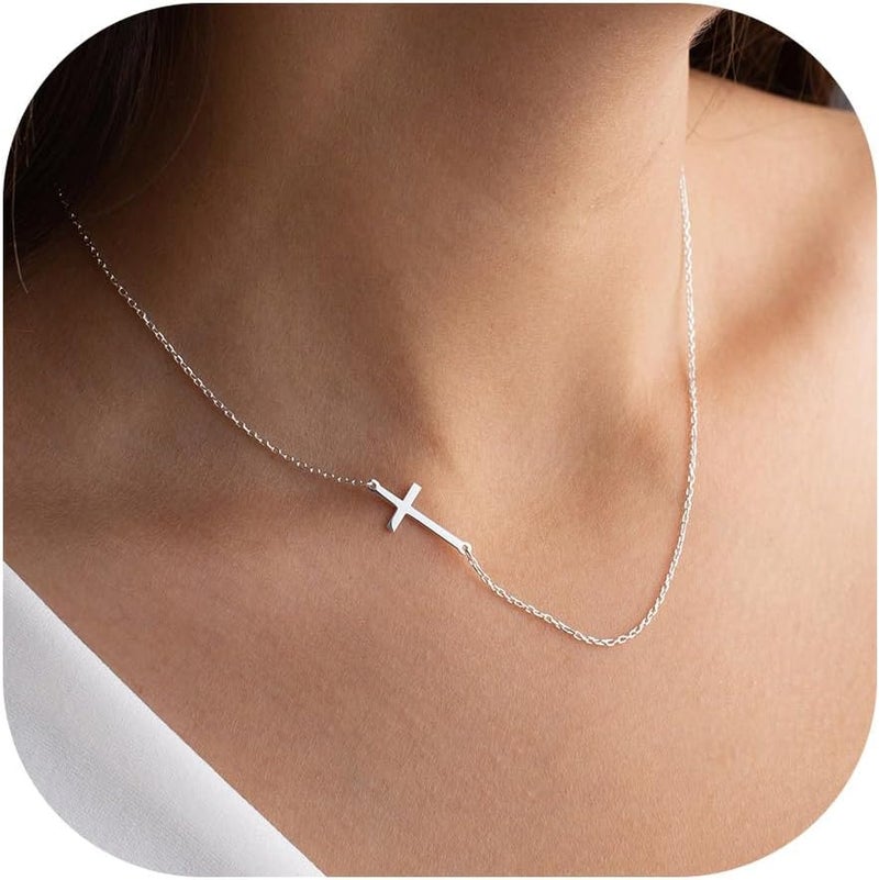 MONOZO Cross Necklace for Women, 14K Gold Plated, 16+2'/18+2' inches, Gold Cross Necklaces for Women, Trendy Gold Jewelry Gifts for Women - Image 1